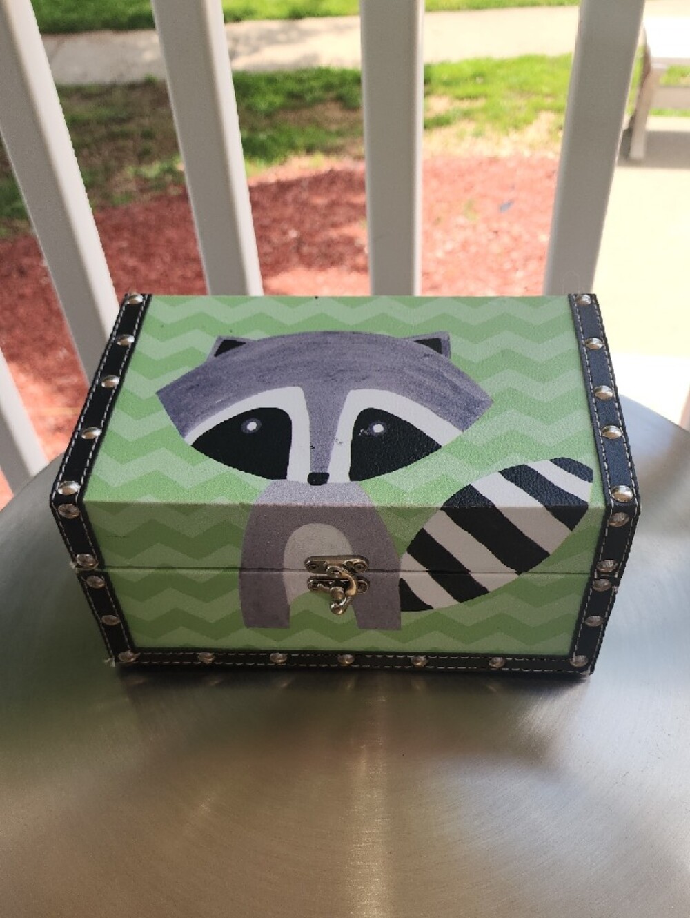 Children's Raccoon Storage Box - Green